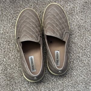 Steve Madden Taupe Quilted Slip-Ons